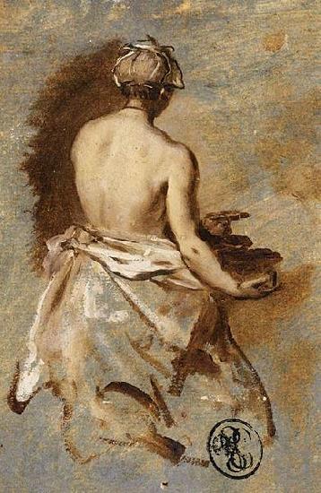 Nicolas Vleughels Young Woman with a Nude Back Presenting a Bowl Norge oil painting art